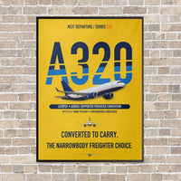Thumbnail for Airbus A320P2F vertical canvas print - framed - yellow background