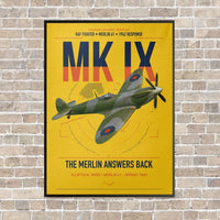 Thumbnail for Supermarine Spitfire Mk IX vertical canvas print - framed - yellow background