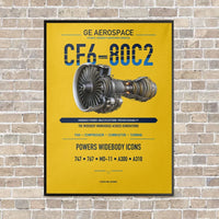 Thumbnail for CF6-80C2 vertical canvas print - framed - yellow background