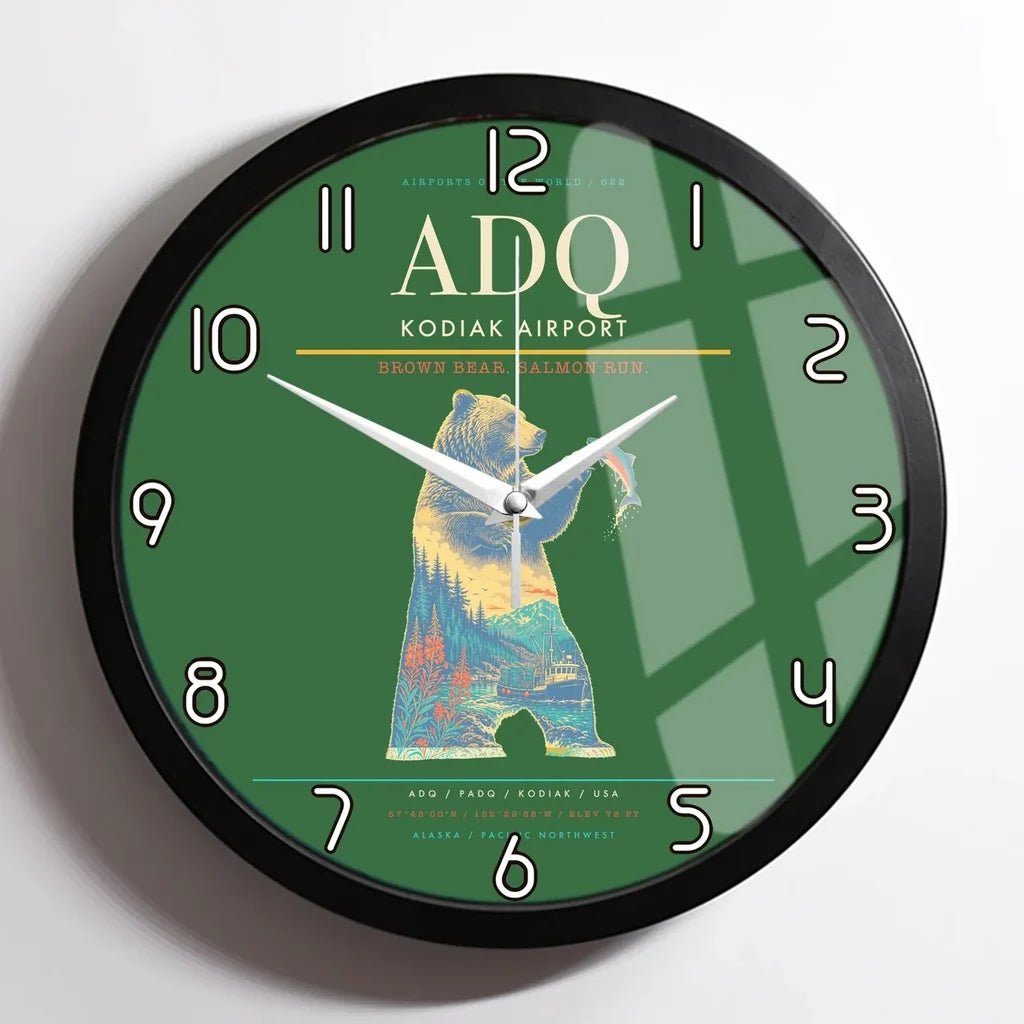 Kodiak Airport ADQ Wall-Clock Framed - Green