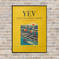 Thumbnail for Inuvik (Mike Zubko) Airport YEV vertical canvas print - framed - yellow background