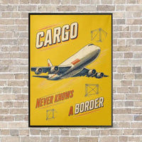 Thumbnail for Cargo Never Knows A Border vertical canvas print - framed - yellow background