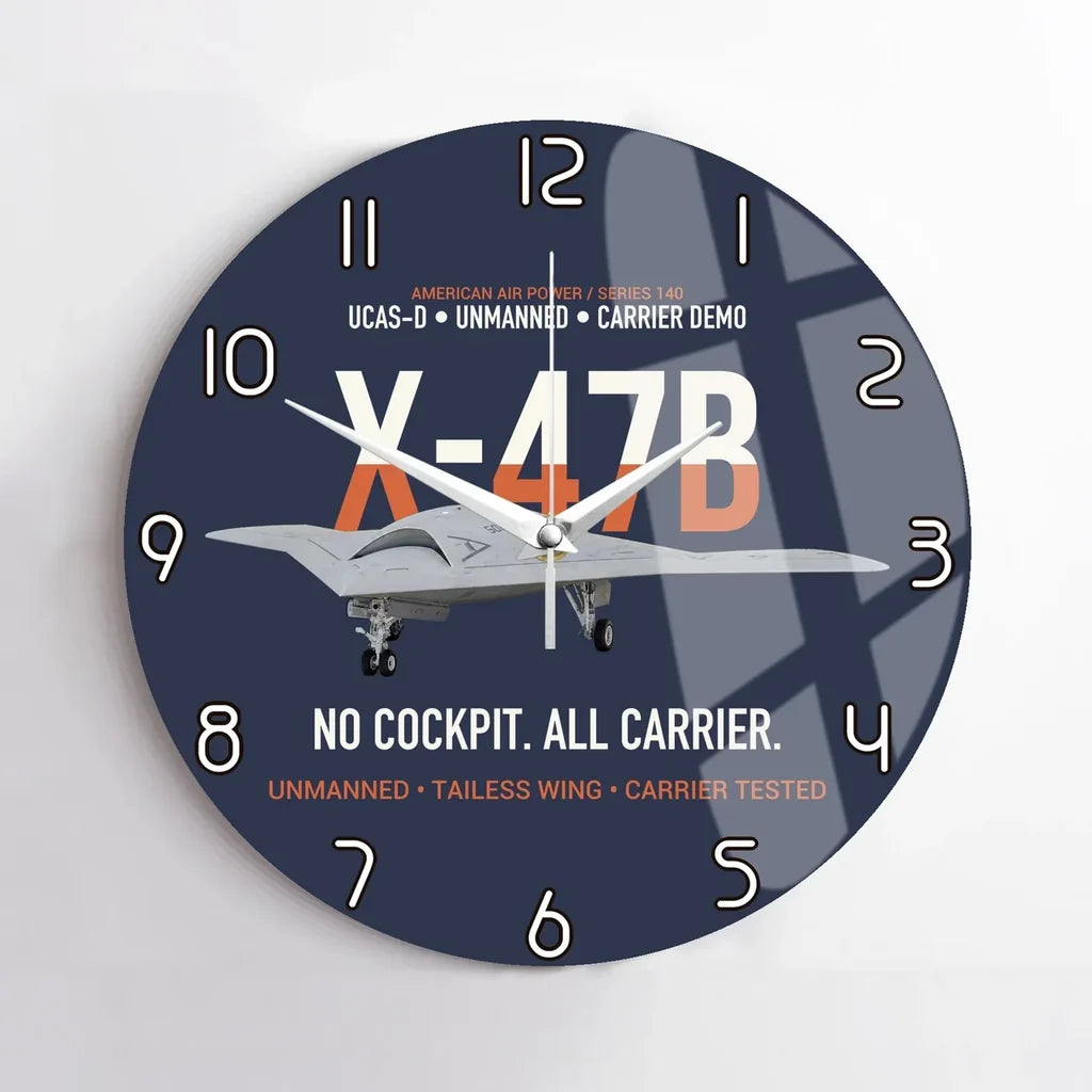 X-47B UCAS-D Carrier Wing Without a Cockpit design on navy blue no frame wall clock
