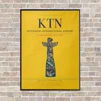 Thumbnail for Ketchikan International Airport KTN vertical canvas print - framed - yellow background