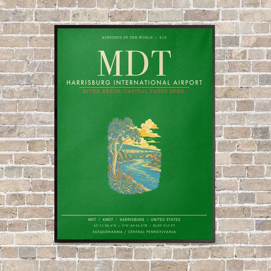Harrisburg International Airport MDT - Canvas Framed - Green