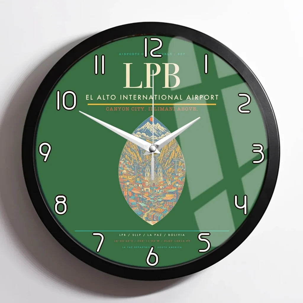 El Alto International Airport LPB Wall-Clock Framed - Green