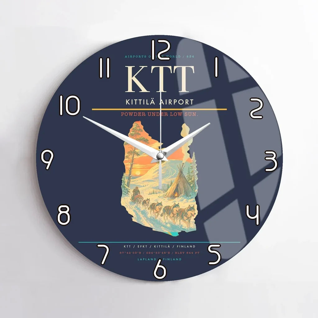 Kittilä Airport (KTT) design on navy blue no frame wall clock