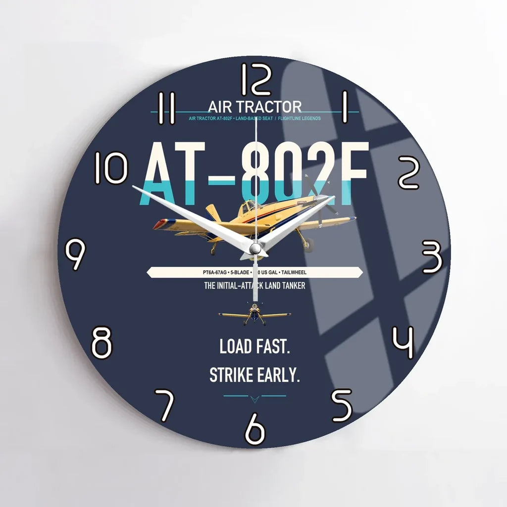 Air Tractor AT-802F design on navy blue no frame wall clock