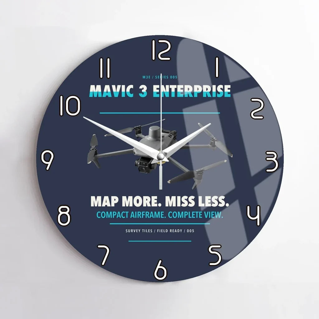 DJI Mavic 3 Enterprise design on navy blue no frame wall clock