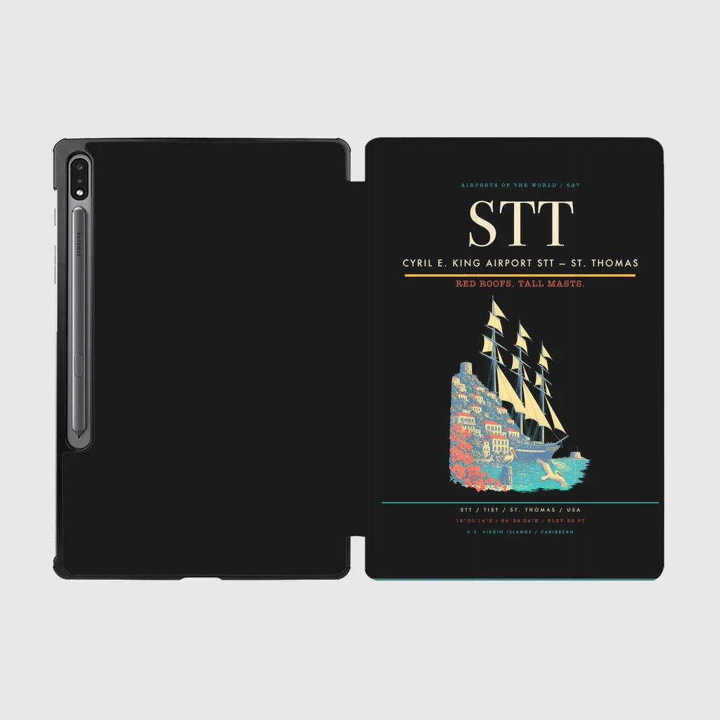 Cyril E. King Airport (STT) design on black samsung tablet tablet case