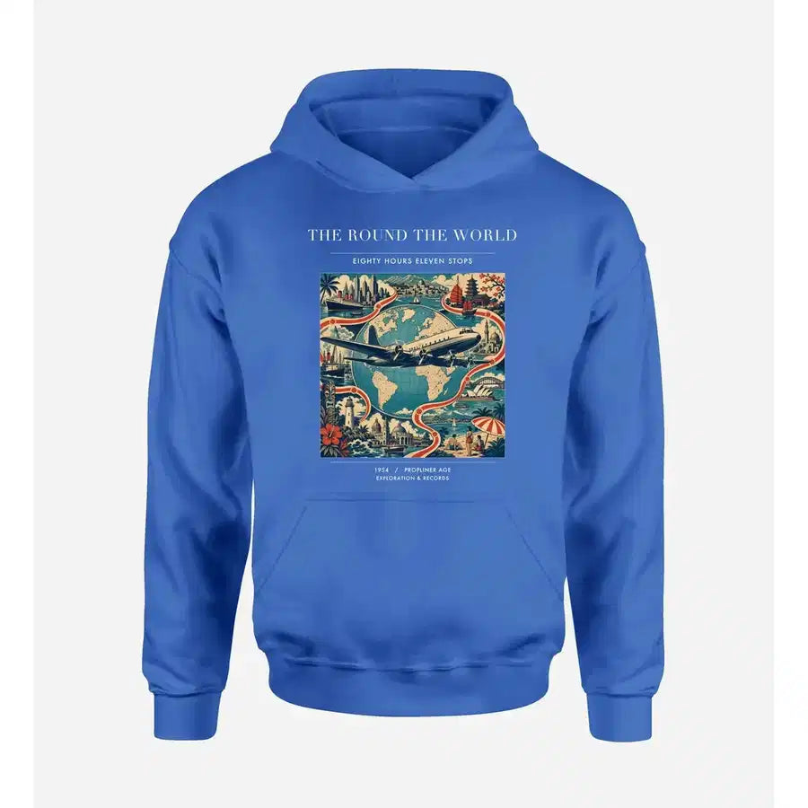VINTAGE G4100 - The Round The World - Premium Hoodie design on blue premium
