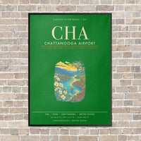 Thumbnail for Chattanooga Airport CHA - Canvas Framed - Green