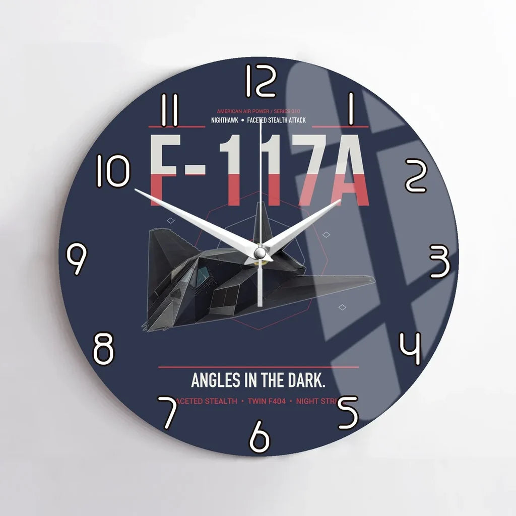 F-117A Nighthawk design on navy blue no frame wall clock