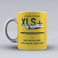 Thumbnail for Cessna Citation XLSPlus design on yellow ceramic mug, double-side print