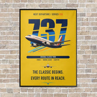 Thumbnail for Boeing 737-300 Classic vertical canvas print - framed - yellow background