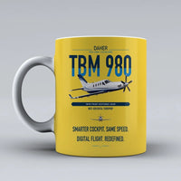 Thumbnail for Daher TBM 980 design on yellow ceramic mug, double-side print
