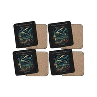 Thumbnail for The Night Freight Departure - Designed Coasters design on black 4-pieces-set