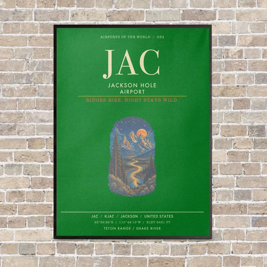 Jackson Hole Airport JAC - Canvas Framed - Green