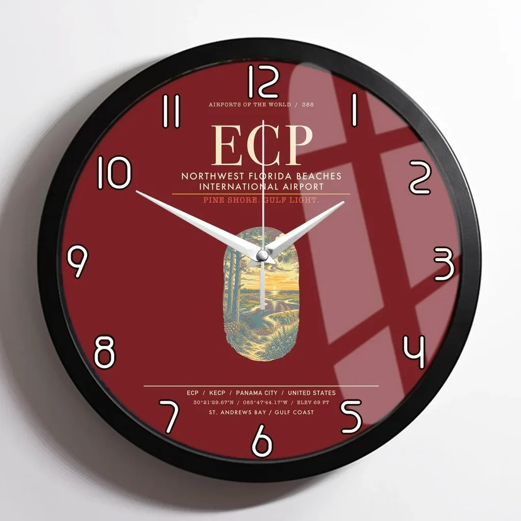 Northwest Florida Beaches International Airport ECP Wall-Clock Framed - Dark Red