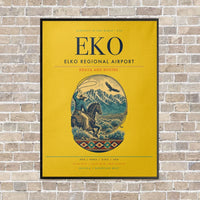 Thumbnail for Elko Regional Airport EKO vertical canvas print - framed - yellow background