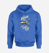 Thumbnail for SIGNAL 22 - Adventure Has A Flight Plan design on blue hoodie single side