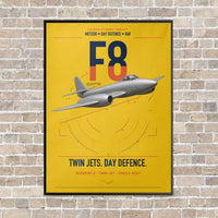 Thumbnail for Gloster Meteor F8 vertical canvas print - framed - yellow background