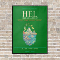 Thumbnail for Helsinki Airport HEL - Canvas Framed - Green