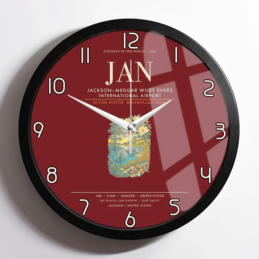 JacksonMedgar Wiley Evers International Airport JAN Wall-Clock Framed - Dark Red