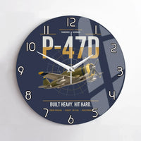 Thumbnail for P-47D Thunderbolt Razorback design on navy blue no frame wall clock