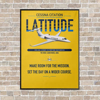 Thumbnail for Cessna Citation Latitude vertical canvas print - framed - yellow background