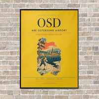 Thumbnail for Are Ostersund Airport OSD vertical canvas print - framed - yellow background