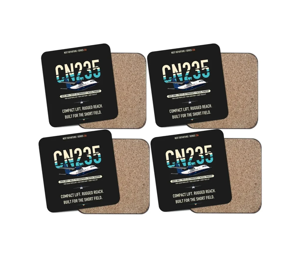 Airbus CN235-300M design on black 4 pieces set coaster