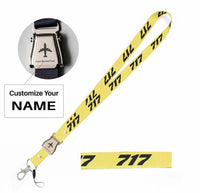 Thumbnail for Boeing 717 Flat Text seat belt lanyard - yellow with name