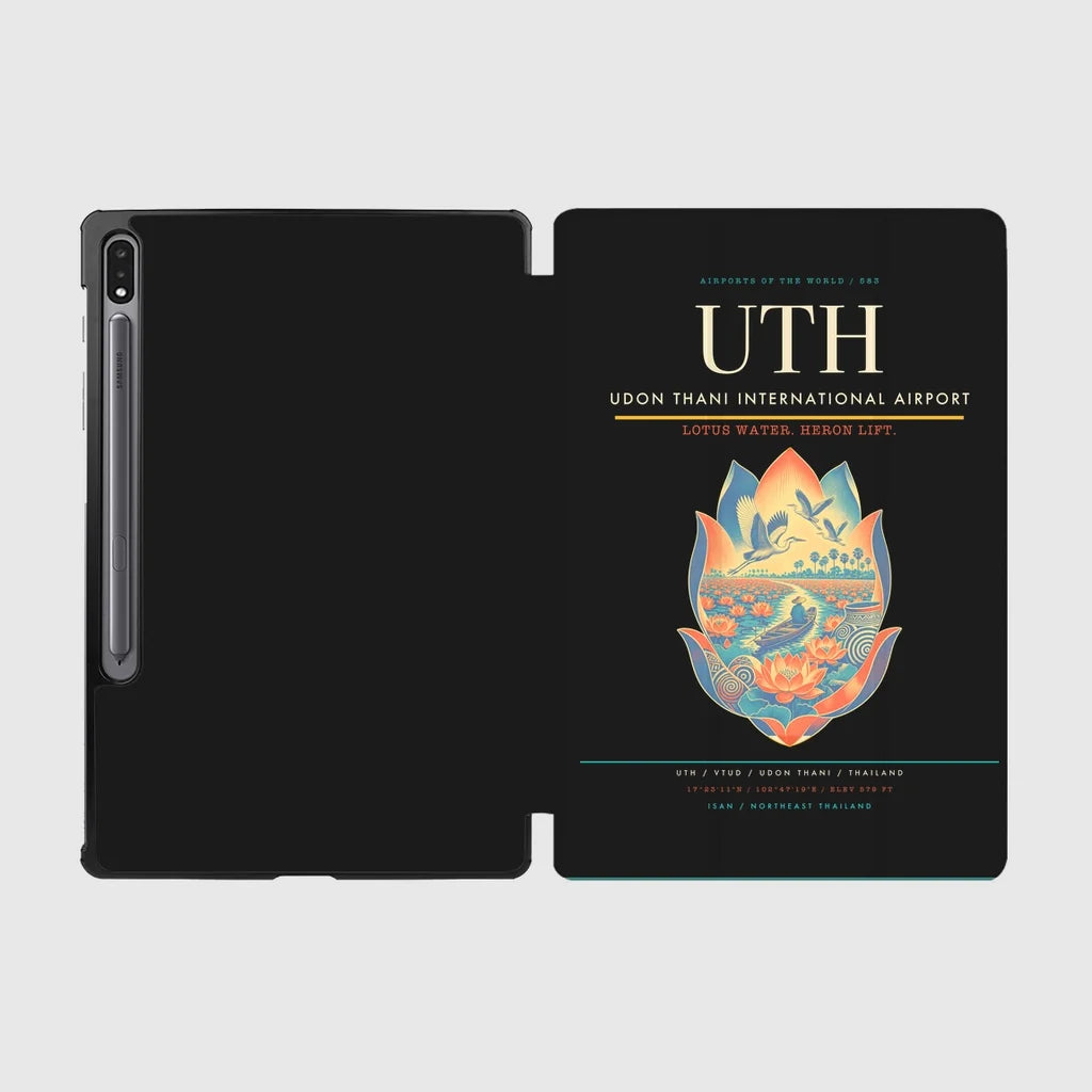 Udon Thani International Airport (UTH) design on black samsung tablet tablet case