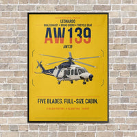 Thumbnail for Leonardo AW139 vertical canvas print - framed - yellow background