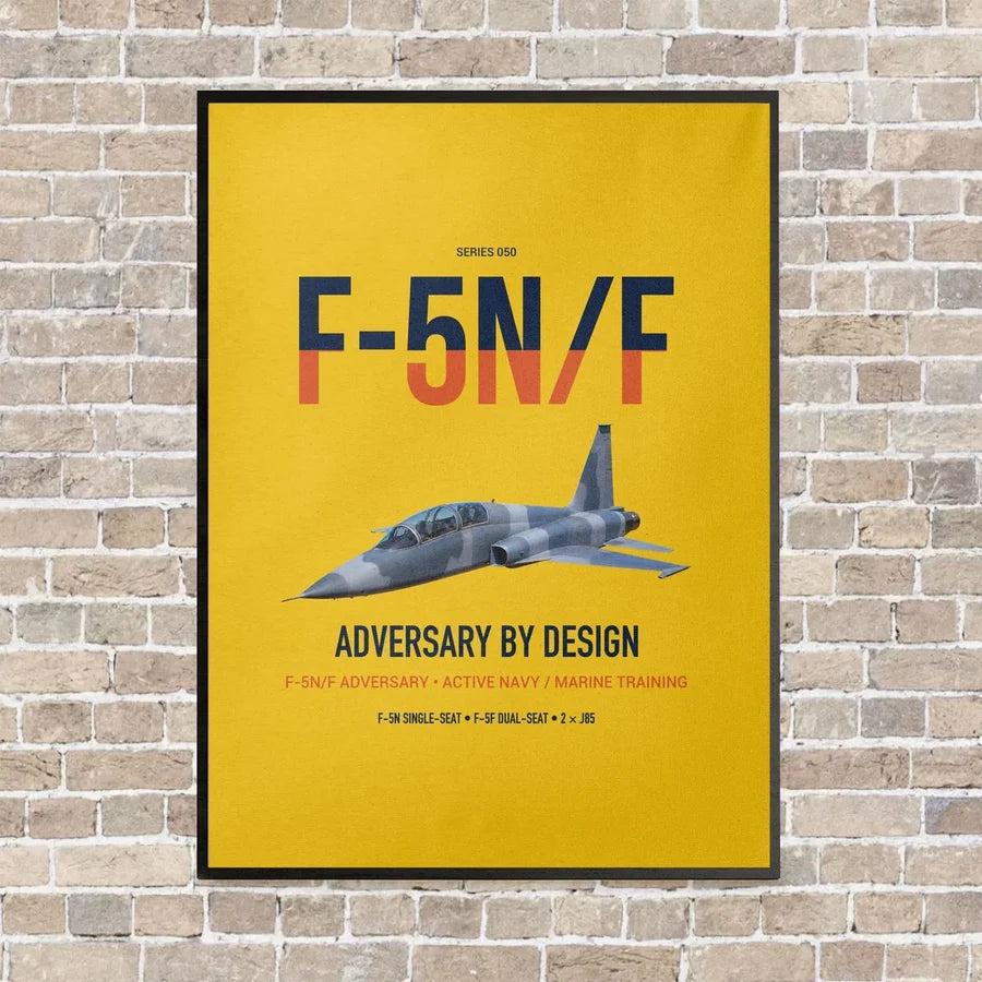 F-5N F Adversary vertical canvas print - framed - yellow background