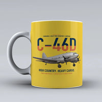 Thumbnail for C-46D Commando design on yellow ceramic mug, double-side print
