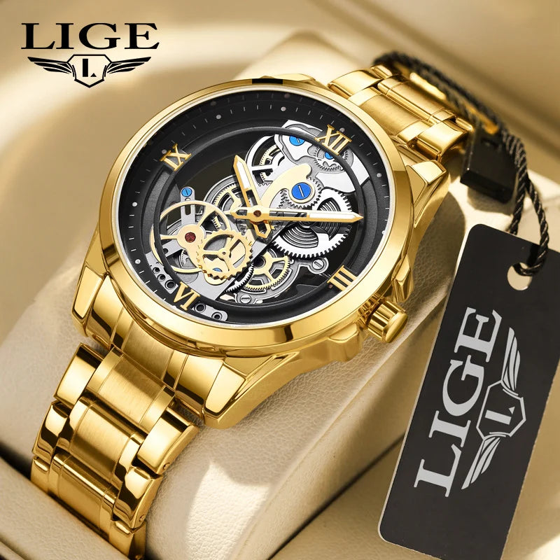 Stylish watch with Night Light Skeleton Quartz Wristwatch on the dial — view 19