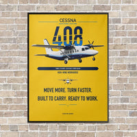Thumbnail for Cessna 408 SkyCourier vertical canvas print - framed - yellow background