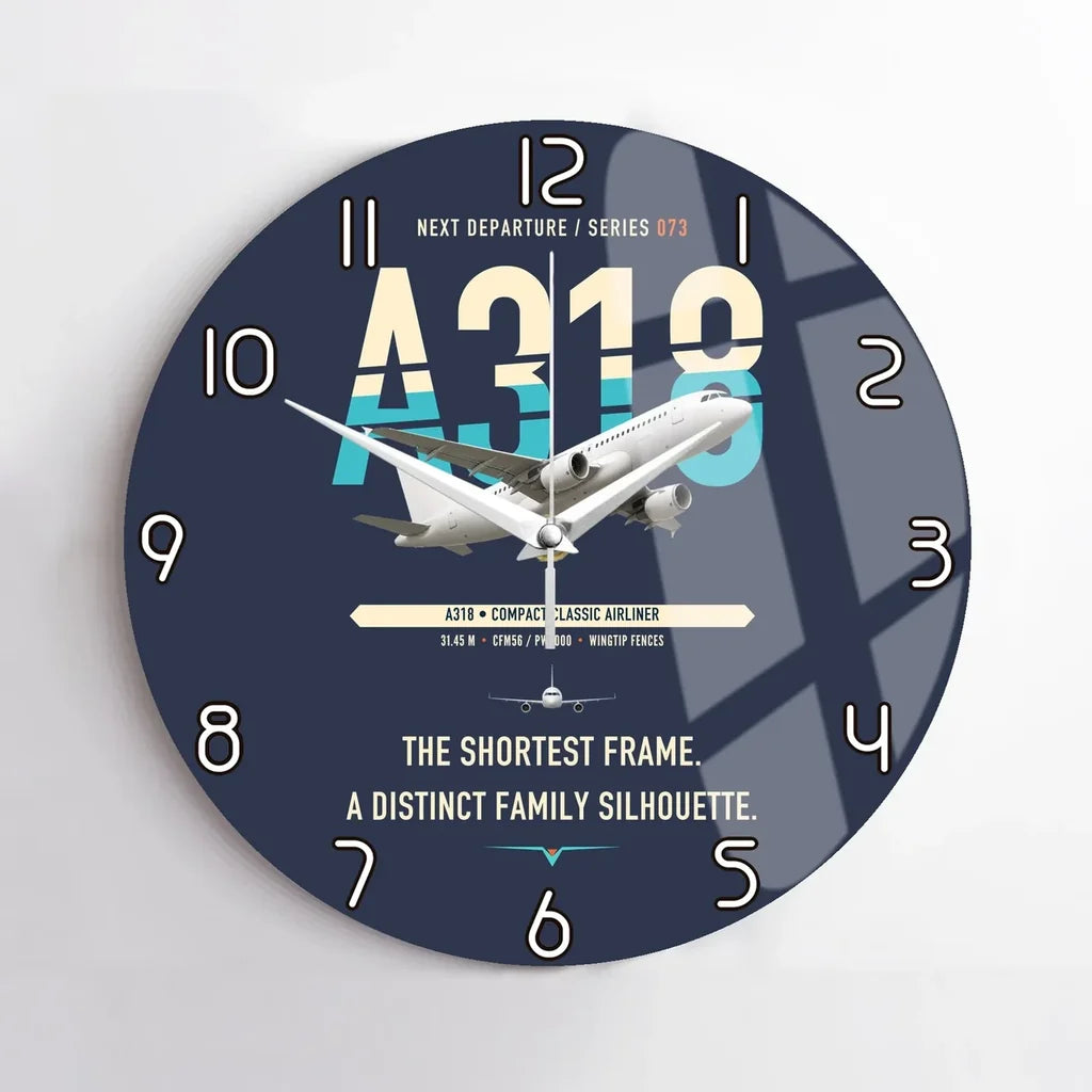 Airbus A318 design on navy blue no frame wall clock
