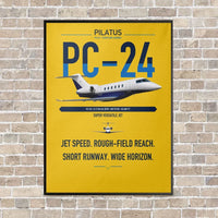 Thumbnail for Pilatus PC-24 vertical canvas print - framed - yellow background