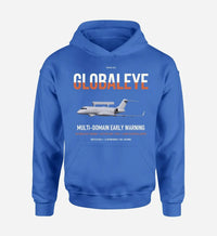 Thumbnail for Saab GlobalEye design on blue double-side hoodie, single-side print