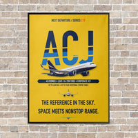 Thumbnail for Airbus ACJ320neo vertical canvas print - framed - yellow background
