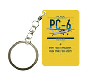 Thumbnail for Pilatus PC-6 Porter design on yellow designed key chain, double-side print