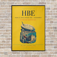 Thumbnail for Borg El Arab Airport HBE — Alexandria vertical canvas print - framed - yellow background