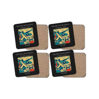 Thumbnail for The First Jet Boarding - Designed Coasters design on black 4-pieces-set