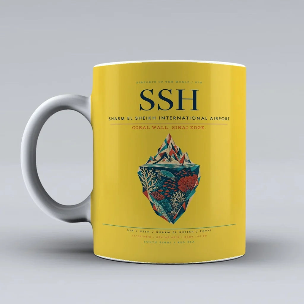 El Sheikh International Airport SSH Mug design on yellow sharm