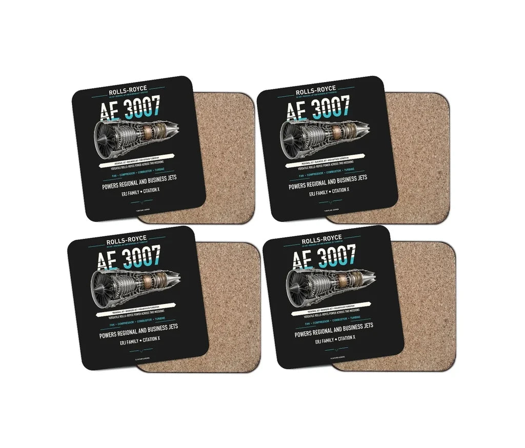 AE 3007 design on black 4 pieces set coaster