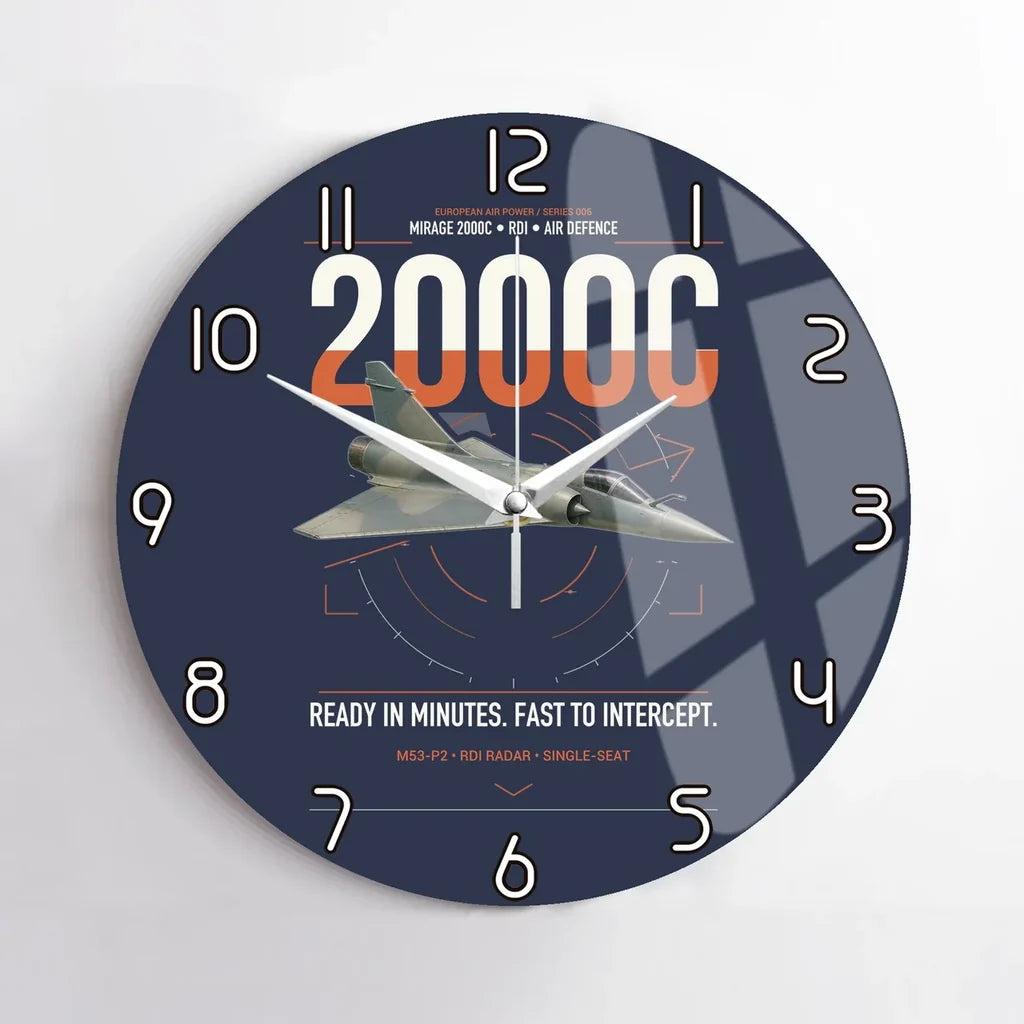 Dassault Mirage 2000C RDI design on navy blue no frame wall clock