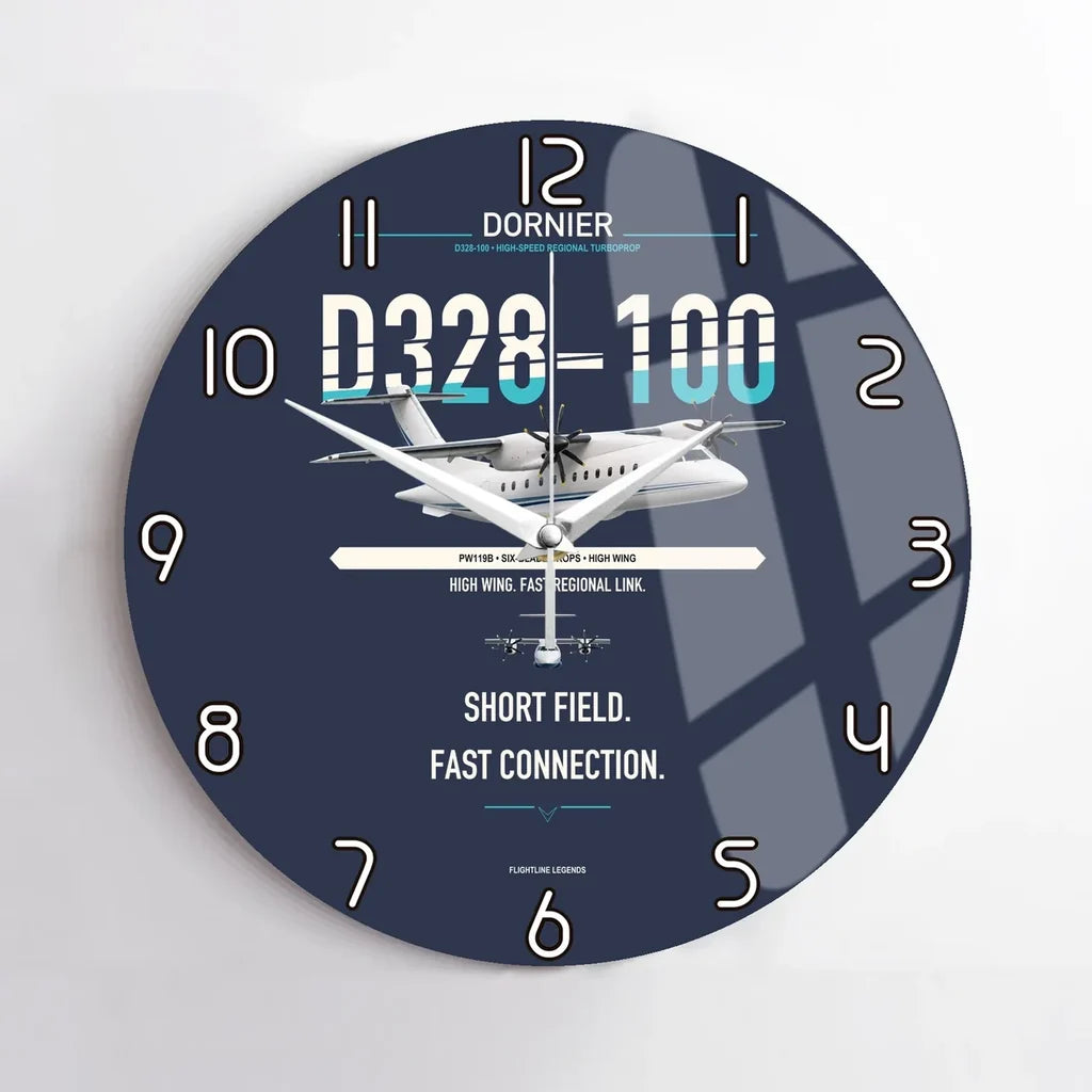Dornier D328-100 design on navy blue no frame wall clock